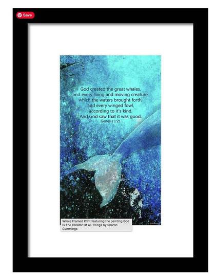 Blue ocean scene with a whale tale by artist Sharon Cummings.  Scripture from Genesis overlay.  Haiku in post.