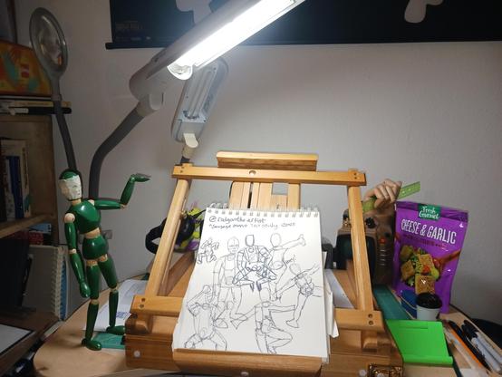 Sketching in progress with my studio set up ( Don't mind the croutons)