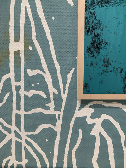 Extrait de la serigraphie sur bois « Silencieux vestiges II »