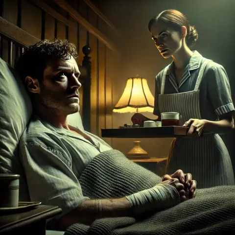 У цьому розділі Пол Шелдон, ще слабкий і поранений після нещасного випадку, повільно усвідомлює, що його порятунок має свою темну сторону. З першими знаками турботи з боку Енні, яка на перший погляд виглядає лагідною і піклувальною, герой починає відчувати всю небезпеку своєї ситуації. Енні демонструє неоднозначну поведінку: її увага до Пола змінюється від справжньої турботи до жорстоких, іноді маніакальних вимог. Цей контраст створює напругу й поступово підштовхує читача до розуміння, що за маскою доброзичливості прихована фігура, здатна на непередбачувані і навіть жорстокі вчинки.
Головним мотивом розділу є посилення теми примусової залежності: Пол відчуває, як його фізична слабкість і біль стають засобами контролю над ним, а Енні – могутнім маніпулятором, який використовує ці слабкості для власних цілей. Через детальний опис внутрішніх думок Пола, його страхів та безвиході, Кінг майстерно створює атмосферу клаустрофобії та психологічного тиску. Читач починає розуміти, що життя Пола тепер повністю залежить від настроїв і вимог Енні, і кожен її крок може стати вирішальним для його подальшої долі.
Цей розділ виконує важливу функцію в структурі твору: він стає поворотним моментом, коли герой переходить від стану первинної невідомості до усвідомлення своєї небезпеки. Одночасно розвивається образ Енні Вілкс – з дбайливої спасительки вона перетворюється на жорстоку тиранів, що символізує руйнівну силу фанатизму та психологічного контролю.