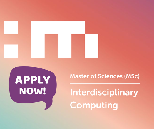 Graphic of Master Logo and a bubble with apply now