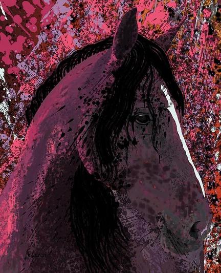 Into The Pinks Splattered Paint Horse Portrait by Joan Stratton - https://paintingsbyjoan.com/

A striking depiction of a horse set against a vibrant abstract background filled with splashes of red and pink hues. The horse's dark mane contrasts sharply with the colorful backdrop, creating a sense of depth and movement.

RBH Paris is her competition name, she is from Germany and resides at RBH Park - Warmblood breeders & producers of horses for a Show jumping market, in the heart of North East Victoria :)

I have also loaded this artwork without a background, so you can choose any colour backgrounds for the available products, with exception of the prints.

Ether Art – A hand-drawn drawing / painting using the exciting modern art form, where art is created from scratch using a computer in lieu of a real canvas and paint, water colour, pastel, pencil, charcoal etc I create digital art from the ether, exactly the same as if I was starting with a blank canvas.
