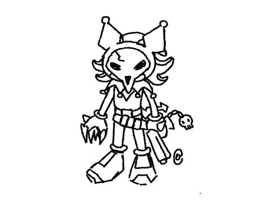 shadow the hedgehog wearing parts of costumes from kuromi and reaper from overwatch 