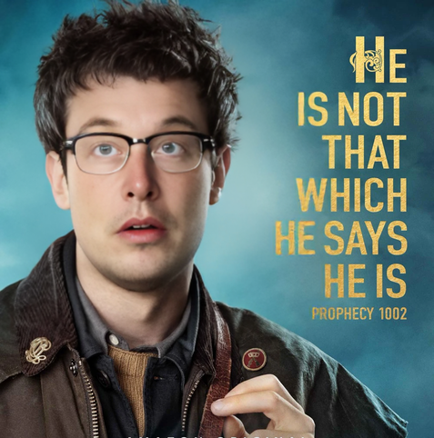 An ad photo of Elon Musk as Newton Pulsifer from Good Omens on Prime. The joke (IMHO) being that either were good at computers.