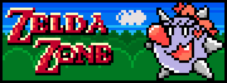 an 88x31 pixel art button as often made on old webpages, by Bluey Louis. It features the words Zelda Zone and Tap-Tap The Princess, a lavender spikeball girl with a cute smile, bow, and a single anime fang 