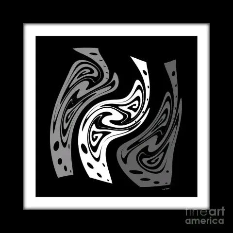 A warped abstract of vases I created, then framed it as a square black and white image with nice contrast. By Kaye Menner