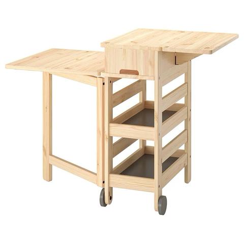 Light wooden trolley, 2 ugly wheels, table parts, extra table, too much happening, and 4 times as expensive… 
But yes, same wood. 