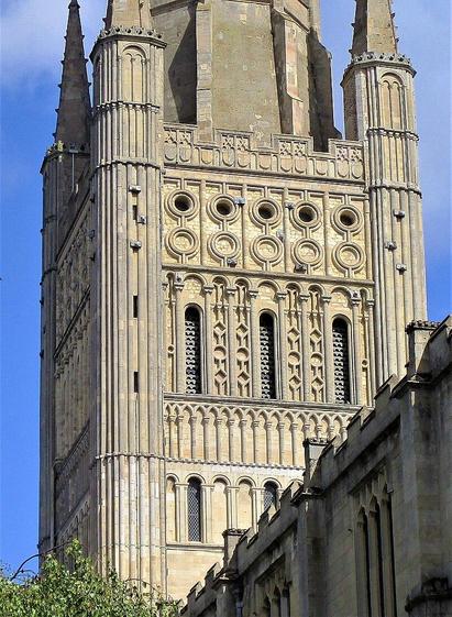 a close-up of the tower, it is done in sort of a roman-type style 