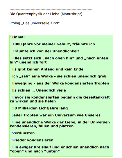 Februar 2025 Aussnitte aus Manuskript "Crispr_rEvolution" - "Die Quantenphysik der Liebe" 

Poesie der Unendlichkeit 2011
