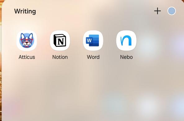 Atticus, Notion,  Word, Nebo apps