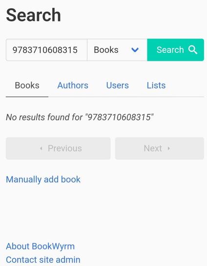 Keine Suchergebnisse für "9783710608315" gefunden. Es besteht die Möglichkeit "manually add book"