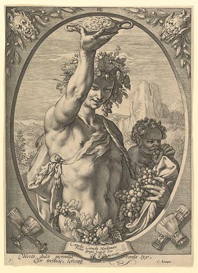 Bacchus by Hendrich Goltzius, c. 1600 (engraving)