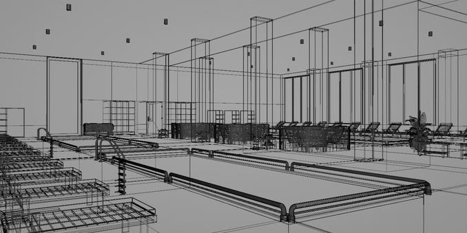 Modern Indoor Pool Facility with Luxury Design and Wooden Accents wireframe design