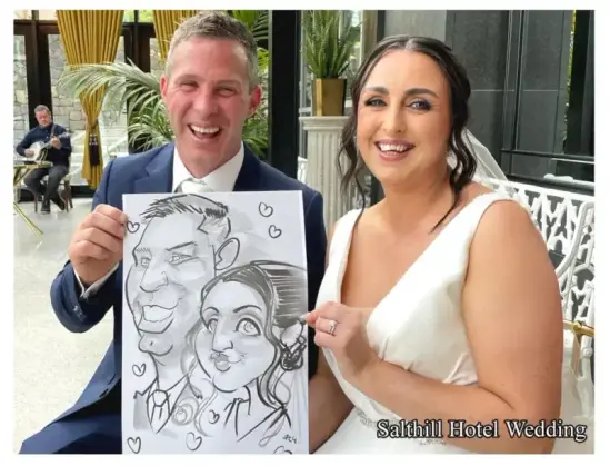Salthill Hotel Wedding Entertainment Live Caricatures Allan Cavanagh Drinks Reception