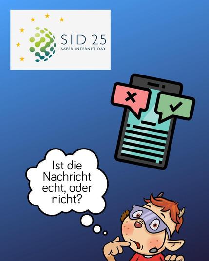 Grafik mit Comicfigur am Handy