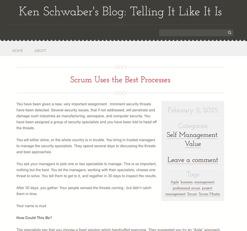 Screenshot der Webseite von Ken Schwaber