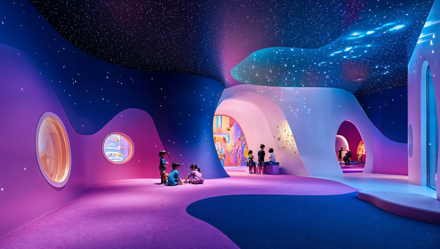 A nursery for leisure and tourism spaces
Colours, shapes, openings, light, skies... an immersive atmosphere that transports children to a world of fantasy.
