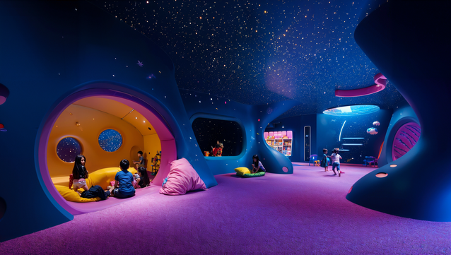 A nursery for leisure and tourism spaces
Colours, shapes, openings, light, skies... an immersive atmosphere that transports children to a world of fantasy.
