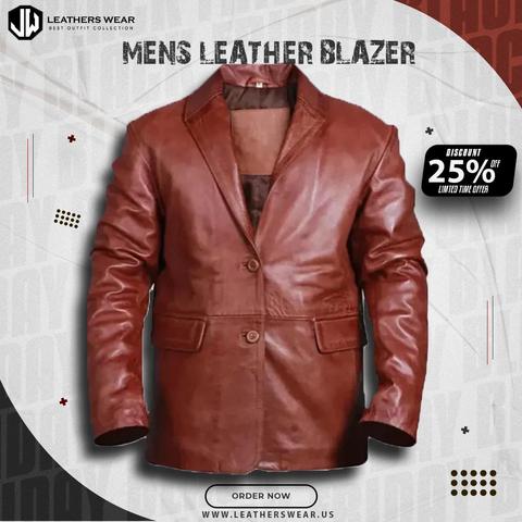Personalize Real Leather men Blazer

