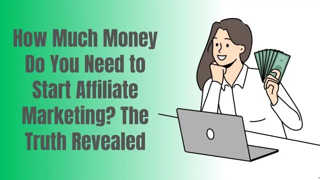 Image showing a woman holding money with a laptop infront of her