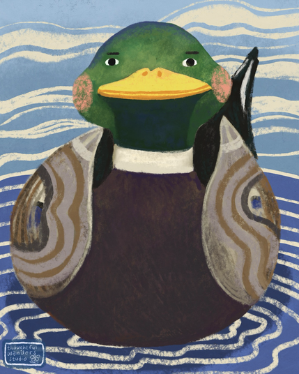 digital duck illustration pastel texture