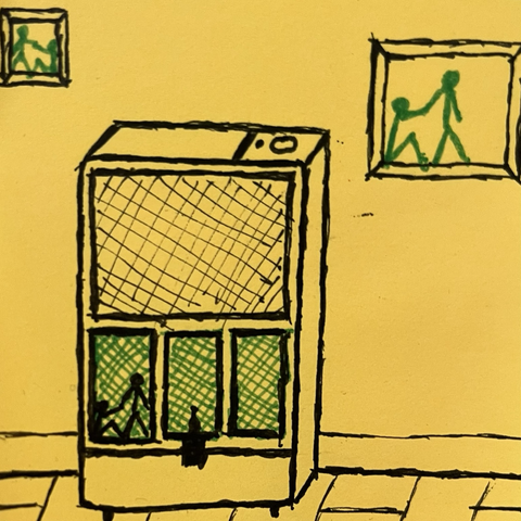 Gas heater and 2 painting pictures