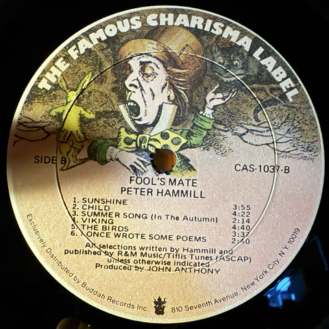Fools Mate Peter Hammill charisma large Hatter label