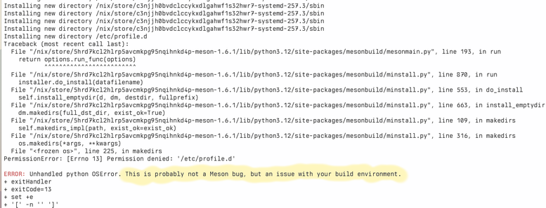 Build logs of systemd from meson where I accidentally tried to mess up my machine.