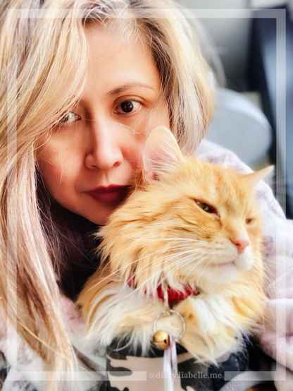 A woman is holding a ginger cat named Sintra the Cat on Valentine’s Day