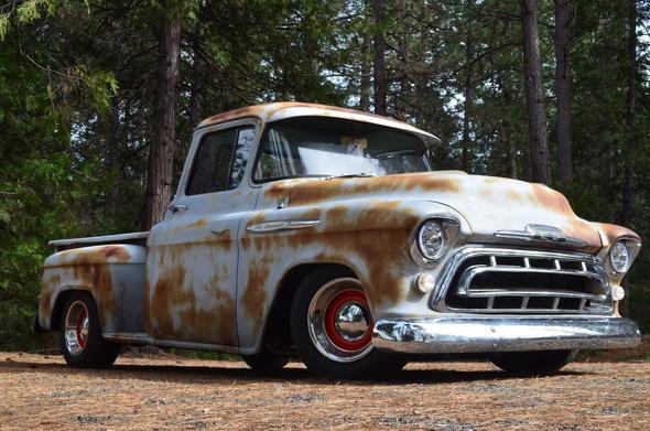 Real patina 1957 Chevrolet pickup truck. 