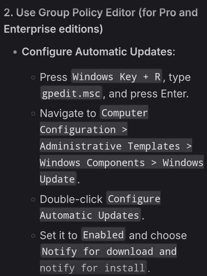 turn off automatic updates