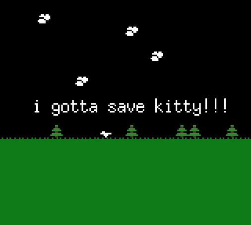 pixel birb saying it's gotta save kitty