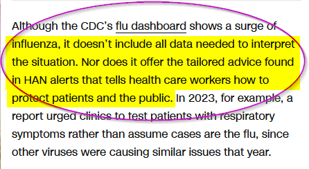 Image: Although the CDC’s flu dashboard shows a surge of influenza, it doesn’t include all data needed to interpret the situation. Nor does it offer the tailored advice found in HAN alerts that tells health care workers how to protect patients and the public.