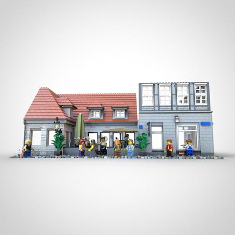 Custom Lego model of a restaurant in Lüneburg, Germany, by Benjamin Albrecht from https://albrick.de
