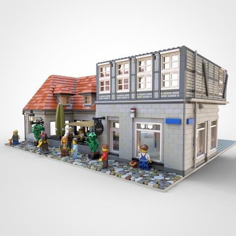 Custom Lego model of a restaurant in Lüneburg, Germany, by Benjamin Albrecht from https://albrick.de
