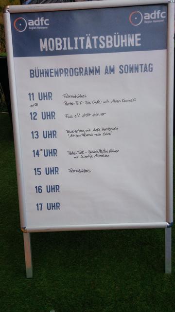 Übersicht Bühnenprogramm auf der ADFC Bühne