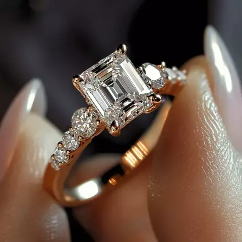 Moissanite Women’s Engagement Ring – 14K Yellow Gold Over
