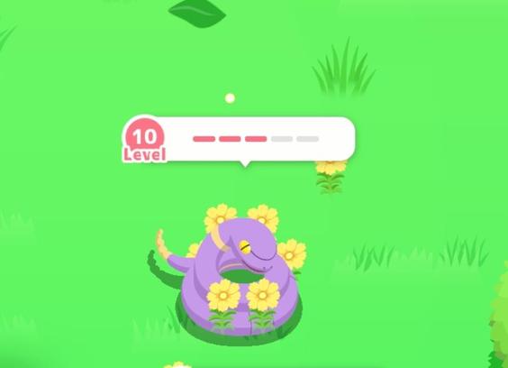 Screencap of the Pokemon Sleep app showing an Ekans (purple snake) sitting amongst a patch of yellow flowers