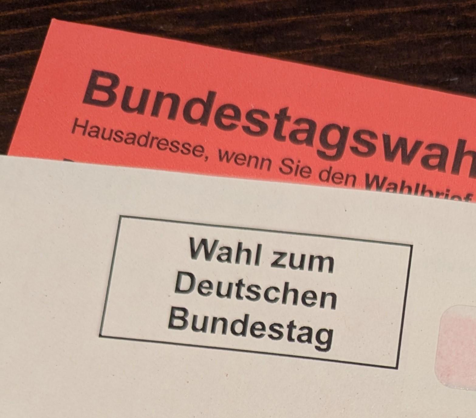 Envelope for postal voting of German Federal Parliament.