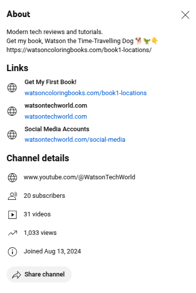 WatsonTechWorld passing 1000 views on YouTube