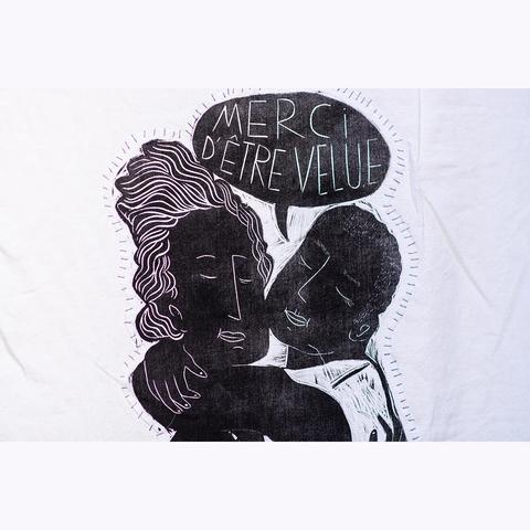 Linogravure brodée "Merci d'être velue"