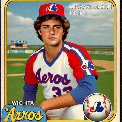 Baseball card of a fictional character in my novel, Bobby Champion.