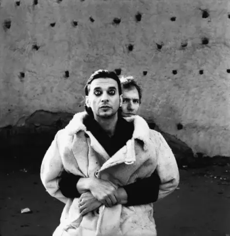 Anton Corbijn hugging Dave Gahan from behind