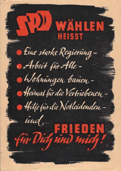 SPD wählen heißt, dann Auflistung von Argumenten. Kein Bild auf dem Plakat
