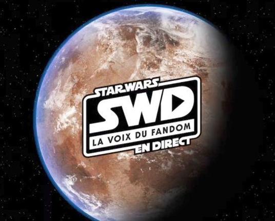 Capture d'écran du VidCast de l'épisode 1000 de StarWars En Direct. Sur un fond étoilé noir, une planète ressemblant à Tatooine est au centre de l'image. Au centre même de l'image de la planète, le logo de Star Wars en Direct, avec le sous-titre : La Voix du Fandom