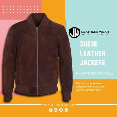 Suede Leather Bomber Jacket 