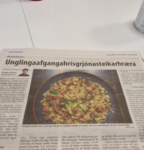 recipe article titled "unglinaafgangahrisgrjonasteikarhraera"