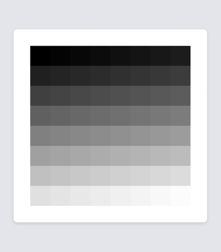 A square with 8x8 gray squares in it, fading from black (top left) to white (bottom right)