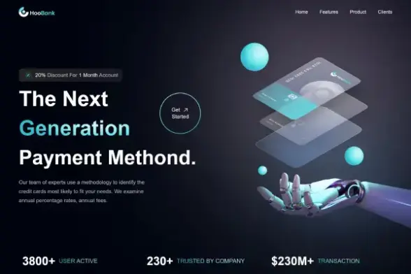 Hoobank is a Modern UI/UX Landing Page Build with Next JS and Tailwind CSS.