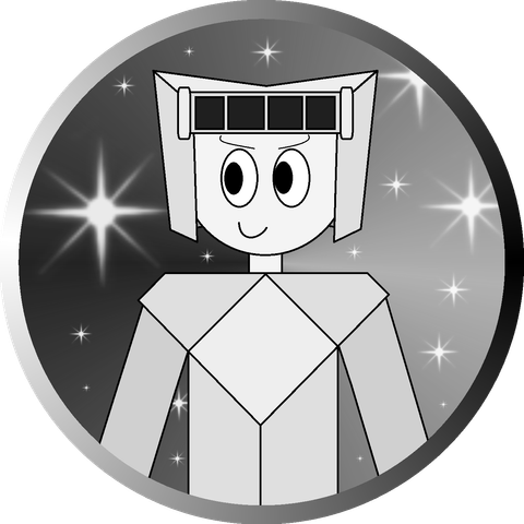 A bust drawing of a prepared Platinum. The bust border and background are grayscale, with the background displaying a couple white sparks on it.